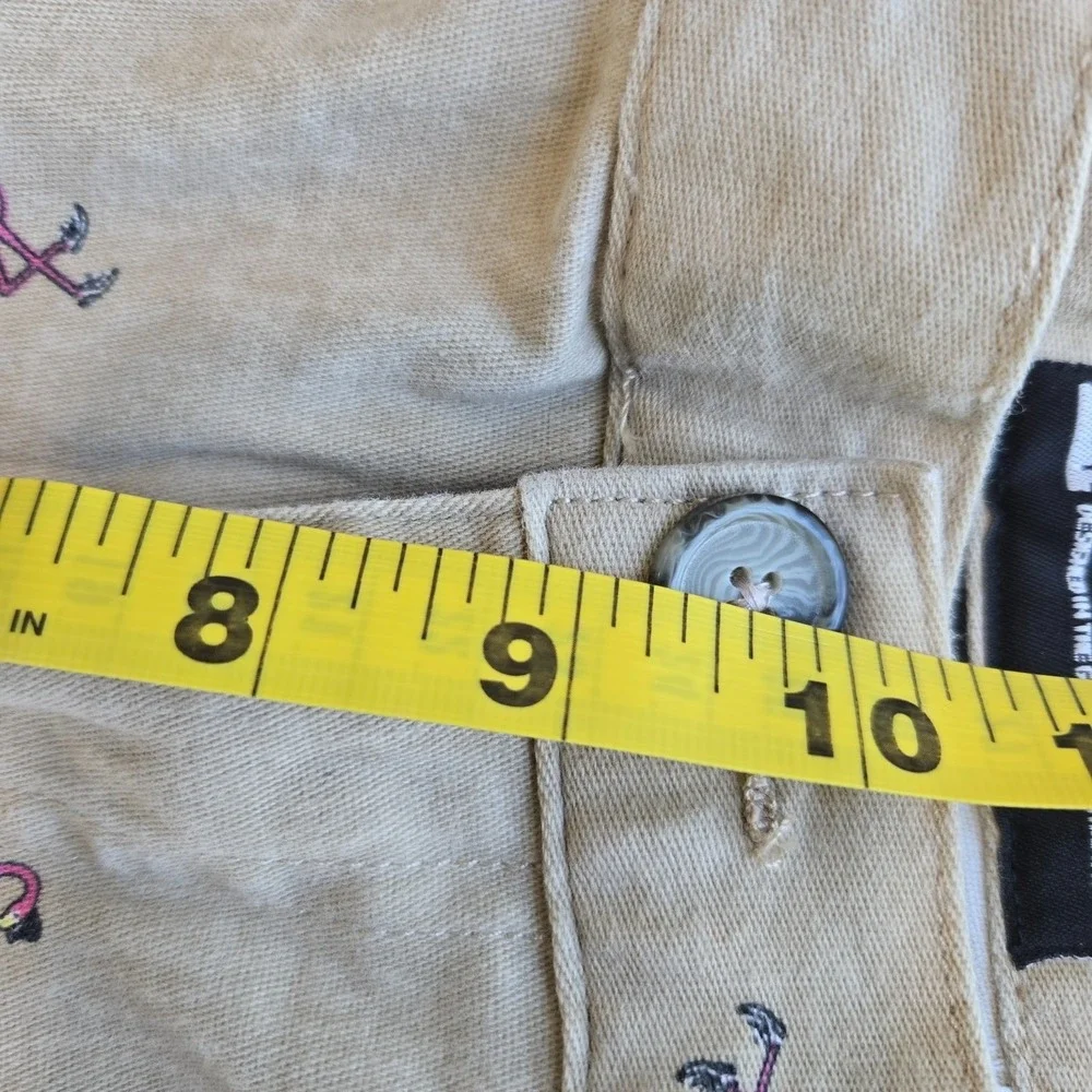 Flamingo‎ Shorts Mens 36 Khaki Stretch Twill Tropical Surf Flamingo Preppy Beach